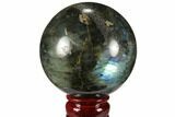 Flashy, Polished Labradorite Sphere - Great Color Play #99393-1